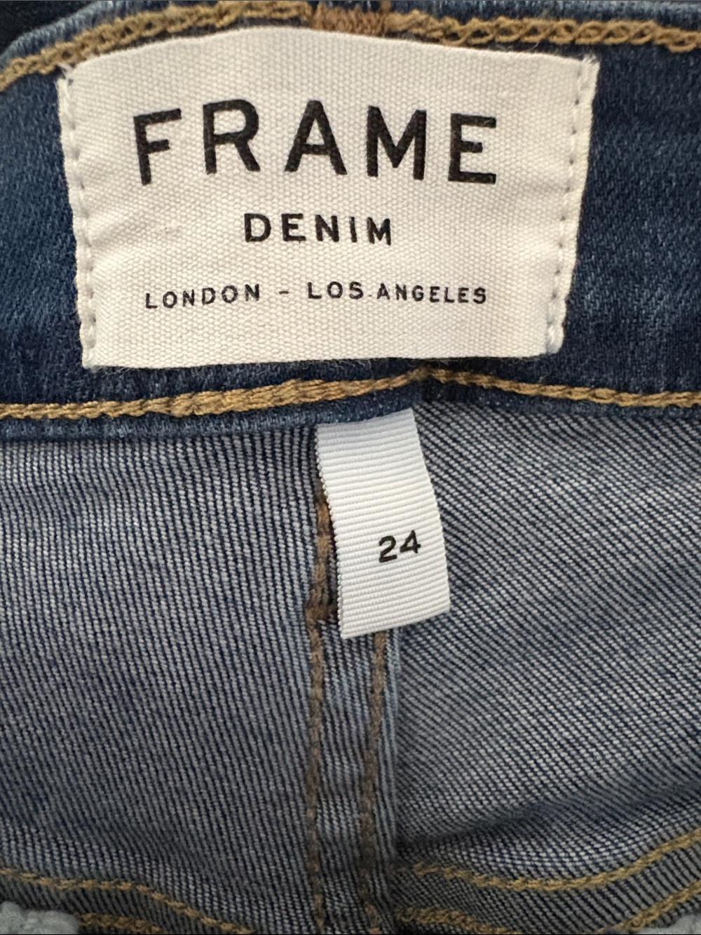 FRAME Le Crop Flare Raw Hem High Rise Jeans (Washington Circle) Medium Blue 24 - Picture 3 of 5